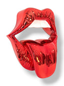 Kırmızı Krom Dudak Heykeli – Juicy Lips Duvar Dekoru