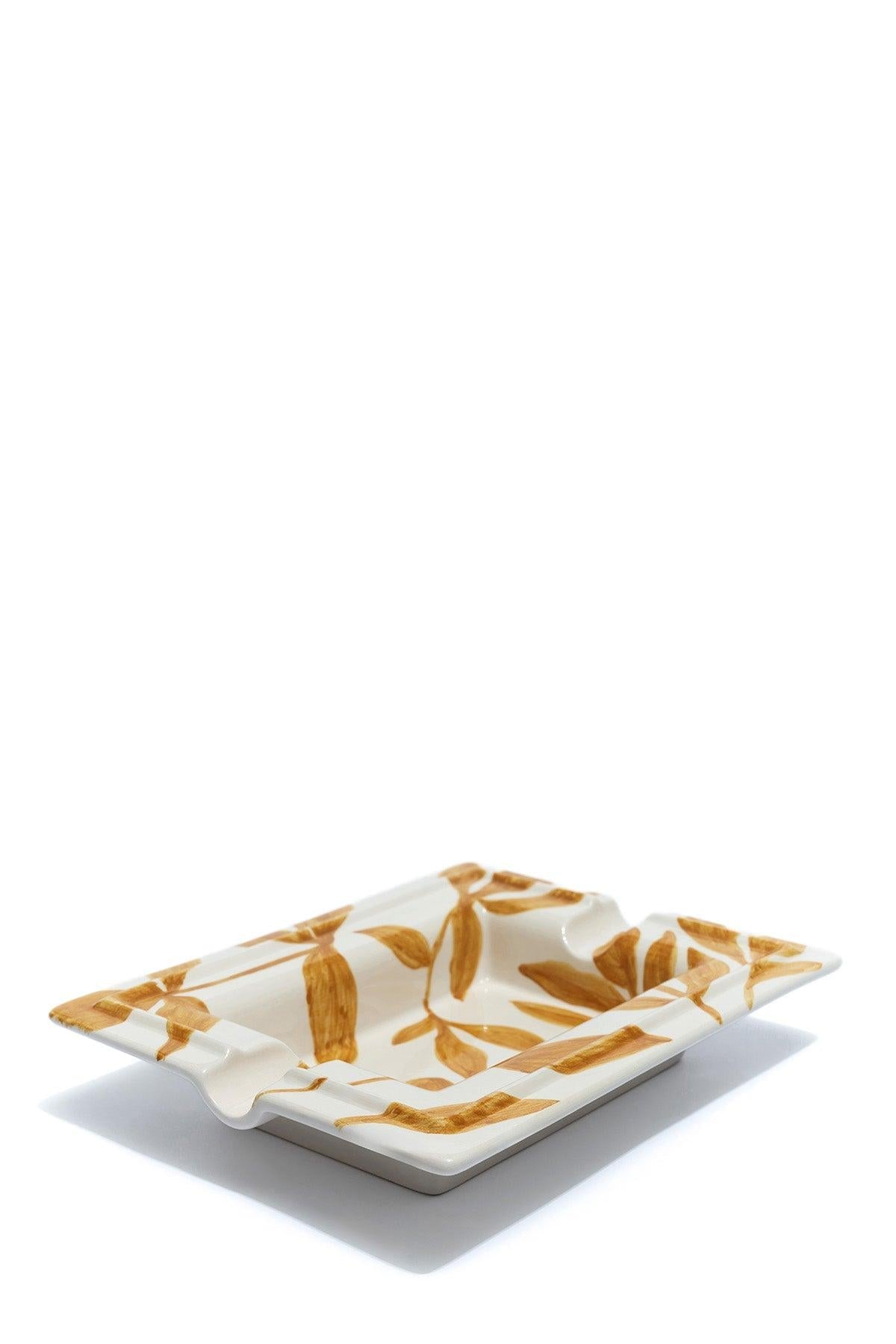 Kırmızı Yaprak Desenli Seramik Puro Küllüğü