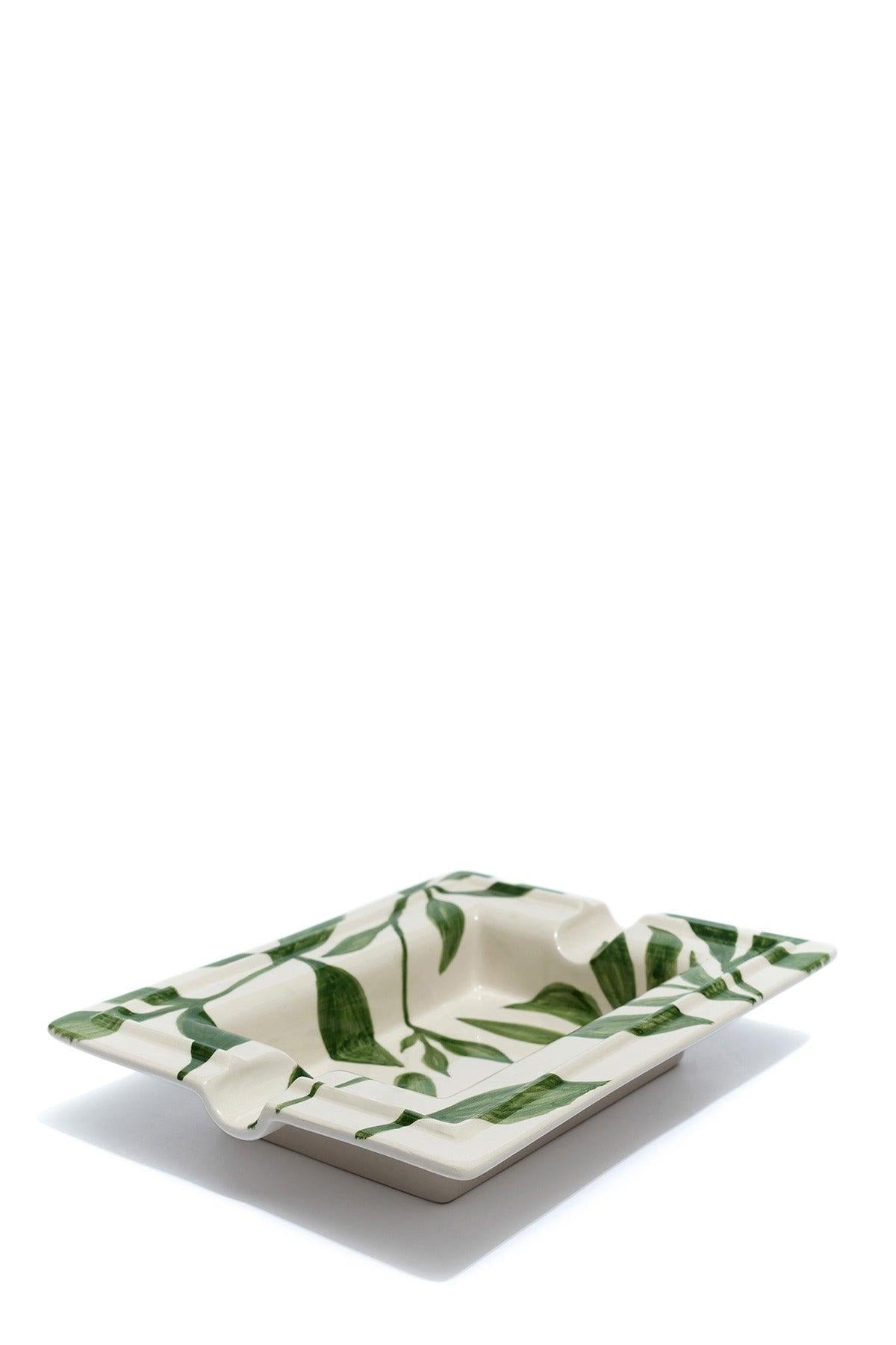 Kırmızı Yaprak Desenli Seramik Puro Küllüğü