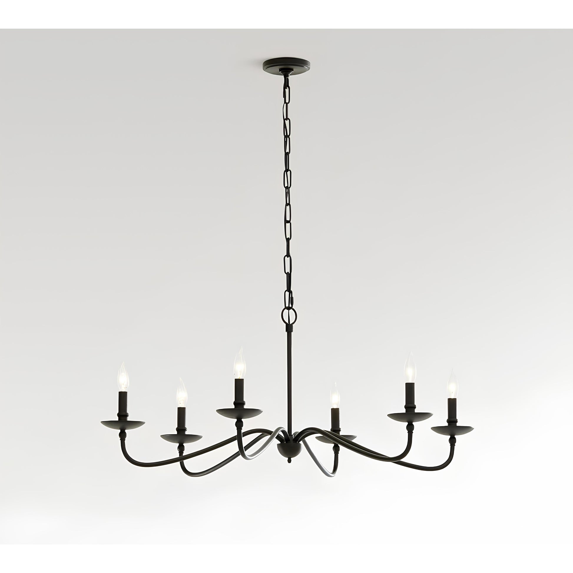 Klasik Siyah 6 Kollu Şamdan Avize