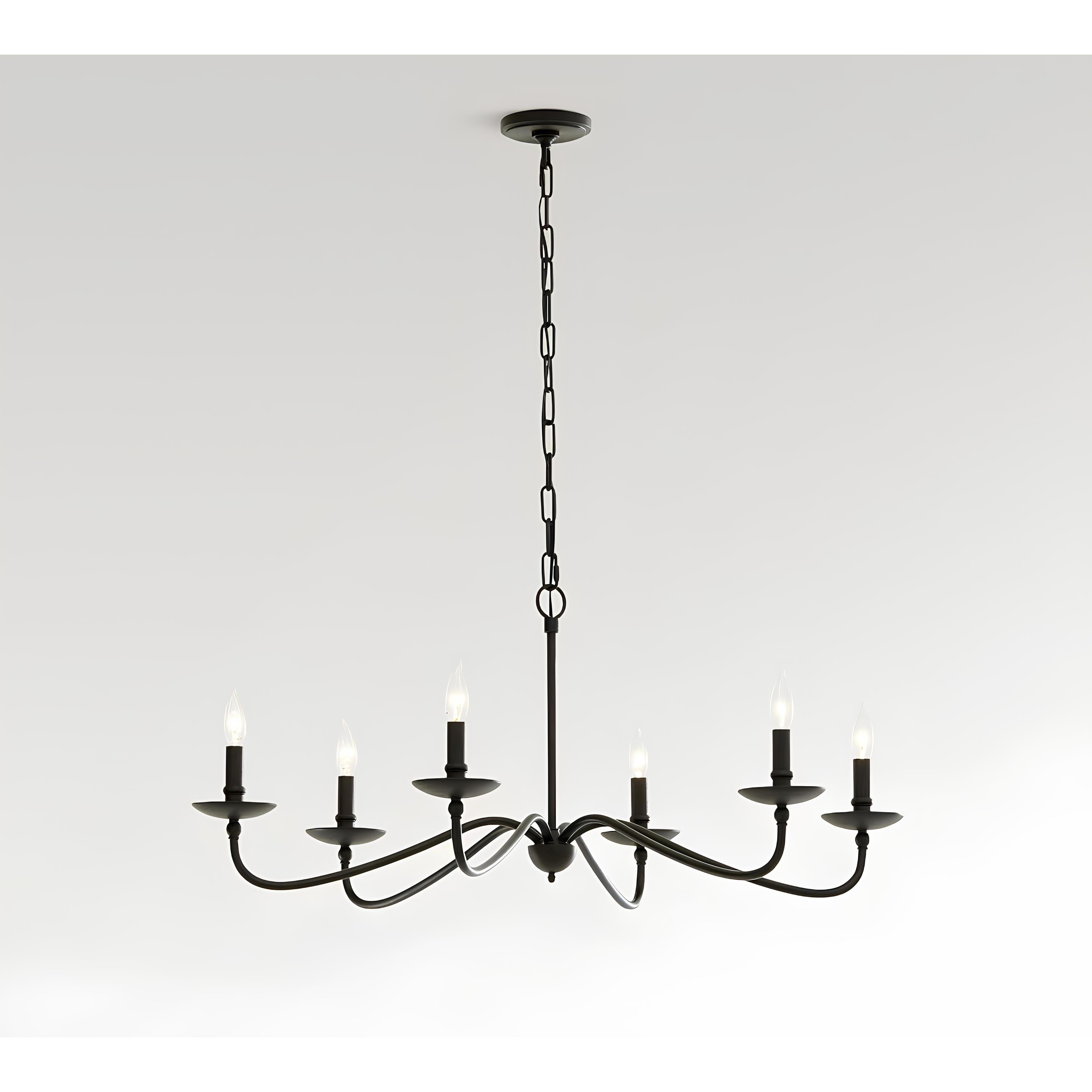 Klasik Siyah 6 Kollu Şamdan Avize