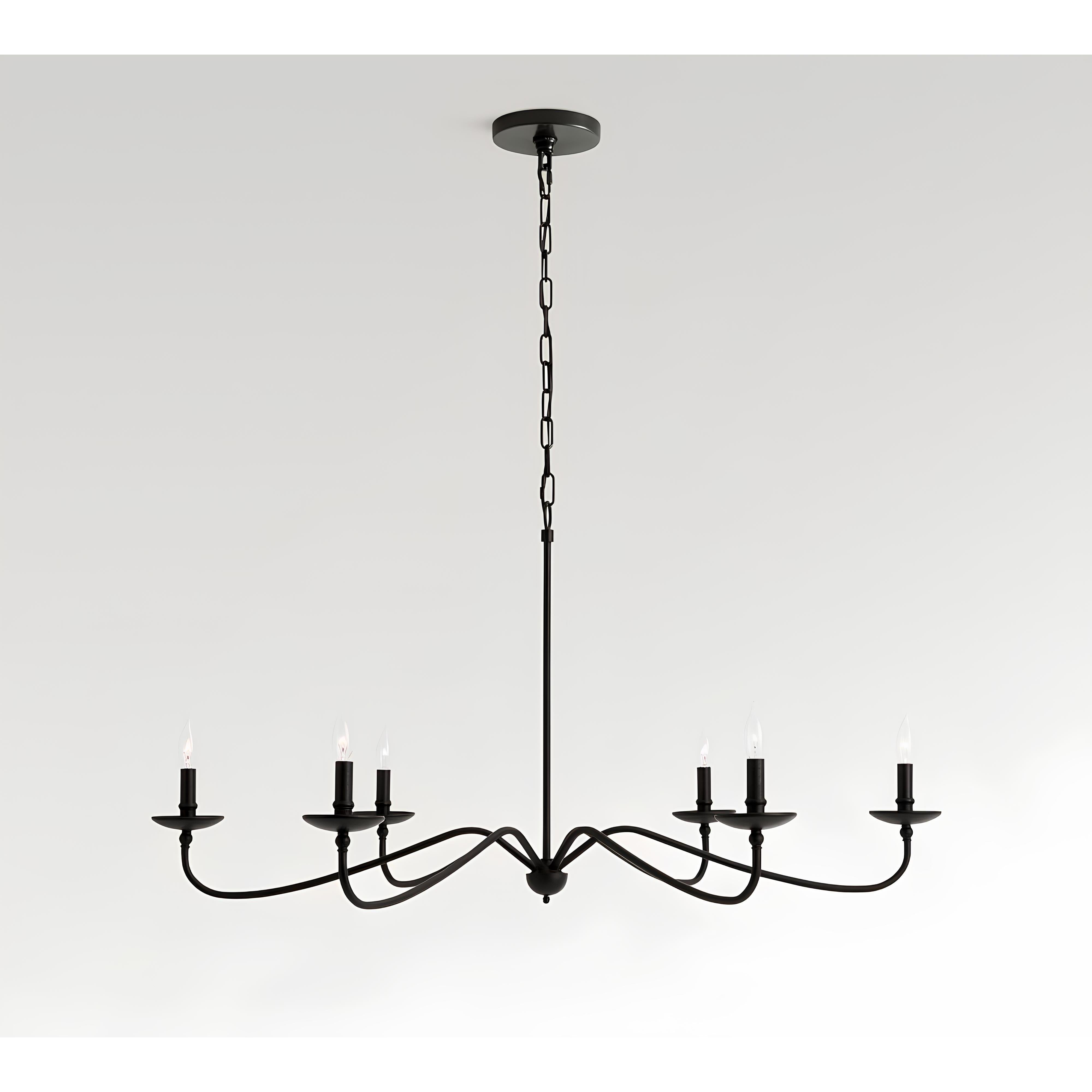 Klasik Siyah 6 Kollu Şamdan Avize