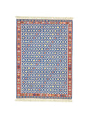 Koltan Geometrik Desenli Mavi Yün Kilim 202 X 293 Cm