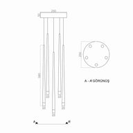 Konik Sarkıt 25 Cm Yuvarlak Rozanslı Led Avize-Avize-Voxlamp-Antrasit-2700k(Warm White)-NowShopFun