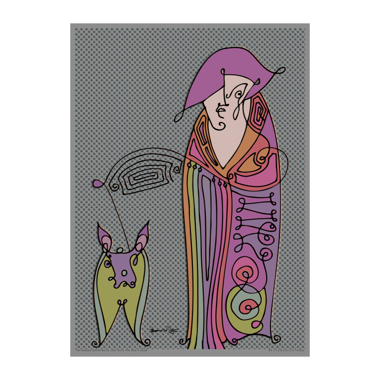 Köpekli Kadın - Fine Art Baskı