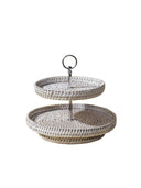 Küçük Çift Katlı Rattan Sunumluk