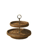 Küçük Çift Katlı Rattan Sunumluk