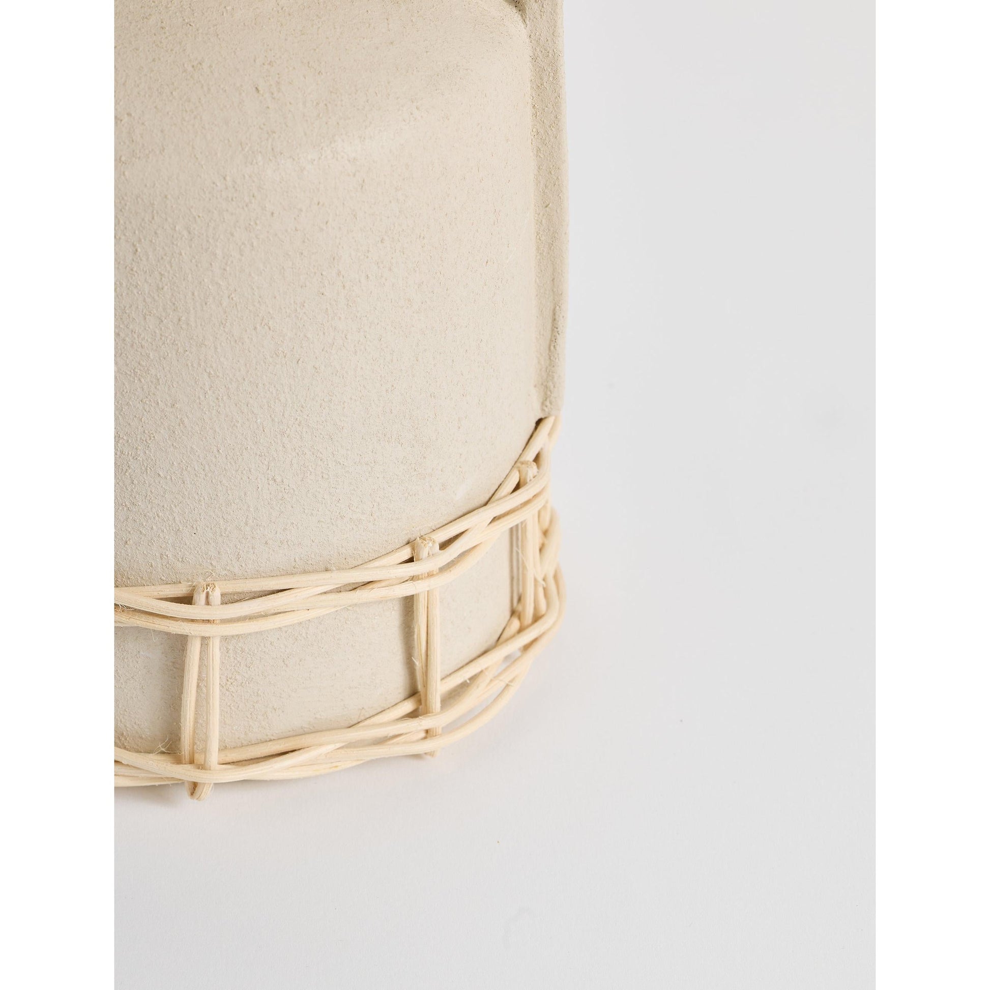 Kulplu Doğal Hasır Örgülü Terakota Vazo