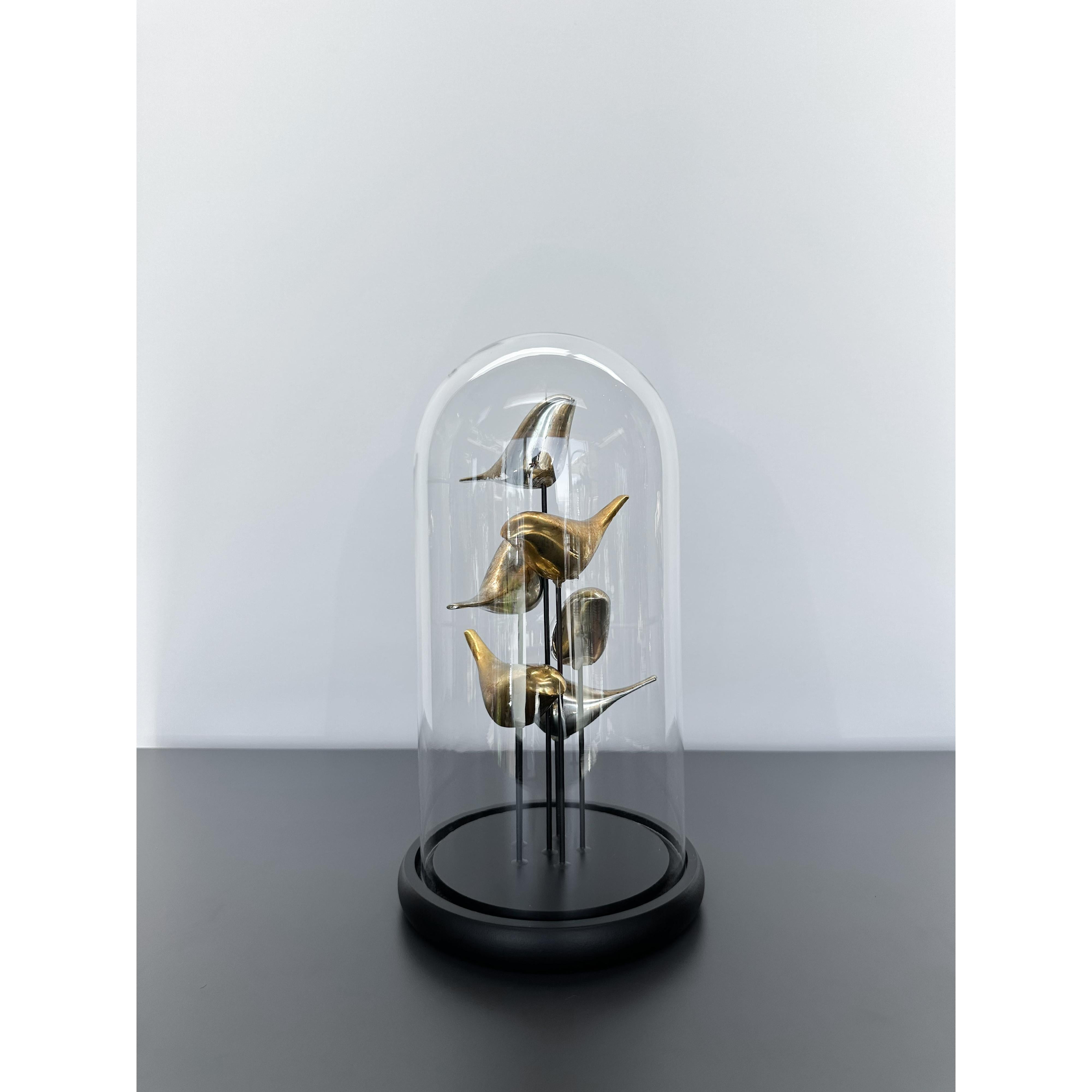 Kuşlu Fanus Dekoratif Obje