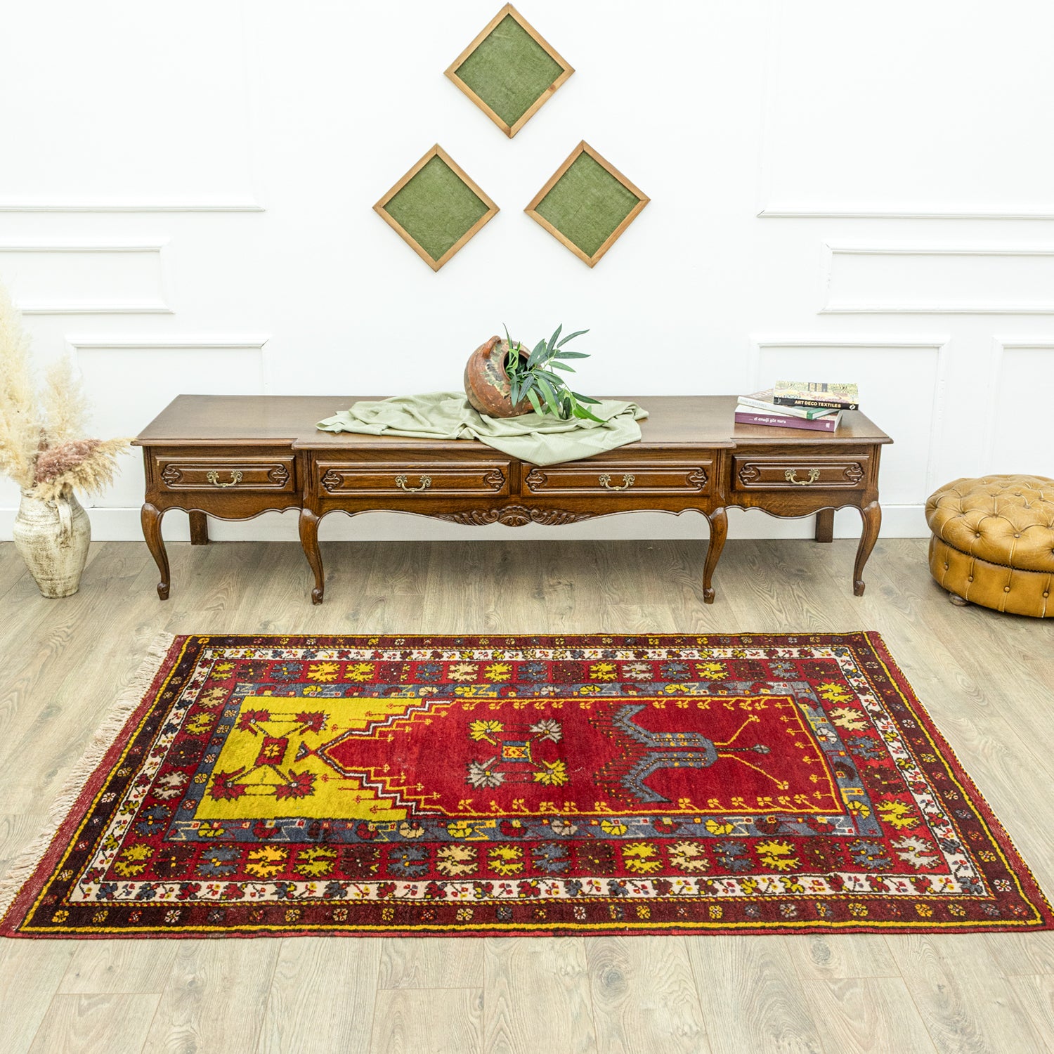 Kuzca El Dokuma Yün Köy Halı 125x195 Cm