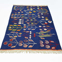 Lale Ve Buğday Başağı Motifli El Dokuma Uşak Kilim 122x172 Cm