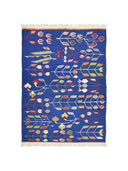 Lale Ve Buğday Başağı Motifli El Dokuma Uşak Kilim 122x172 Cm