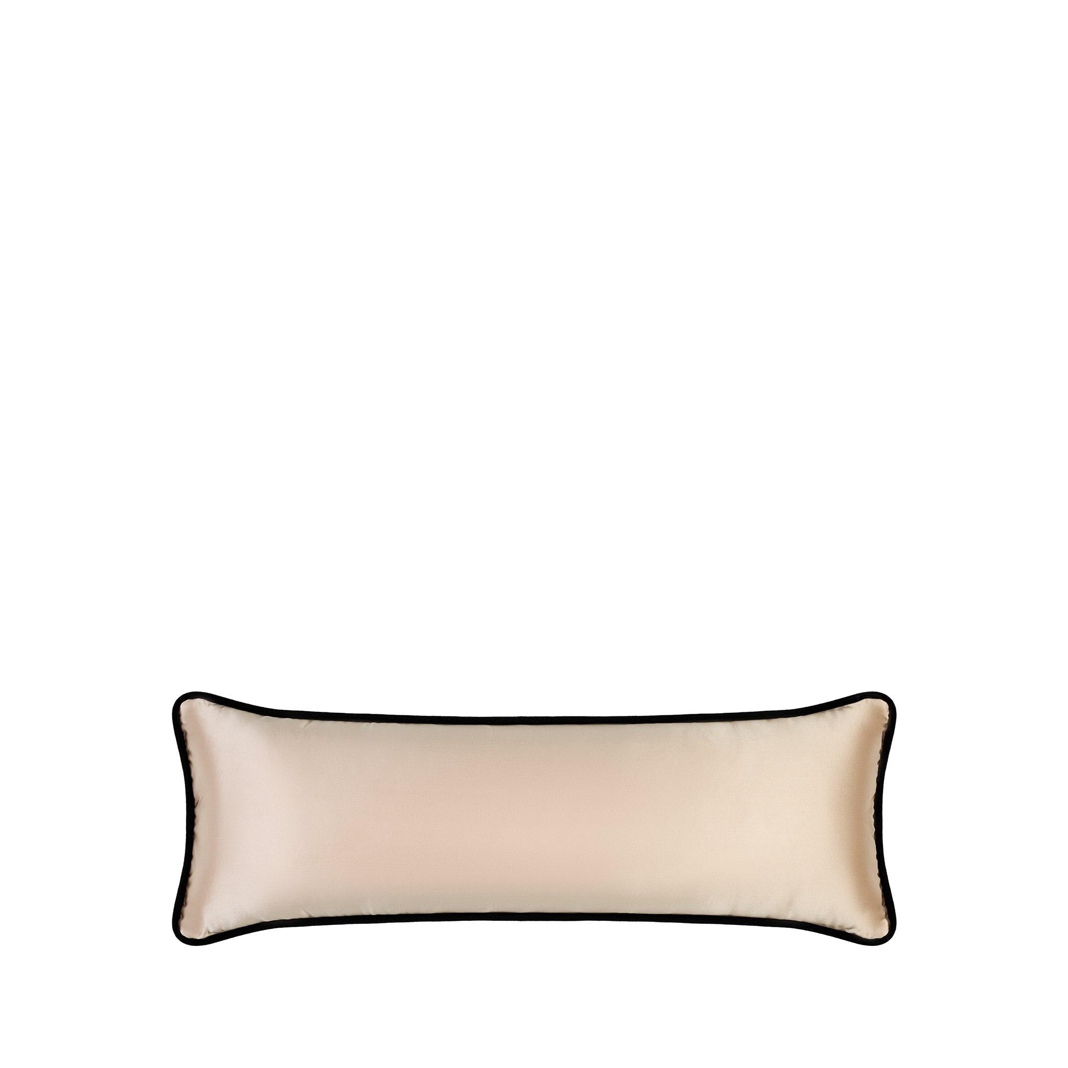 Lalezar Koyu Bej El Boyaması İpek Kırlent 25 X 65 Cm