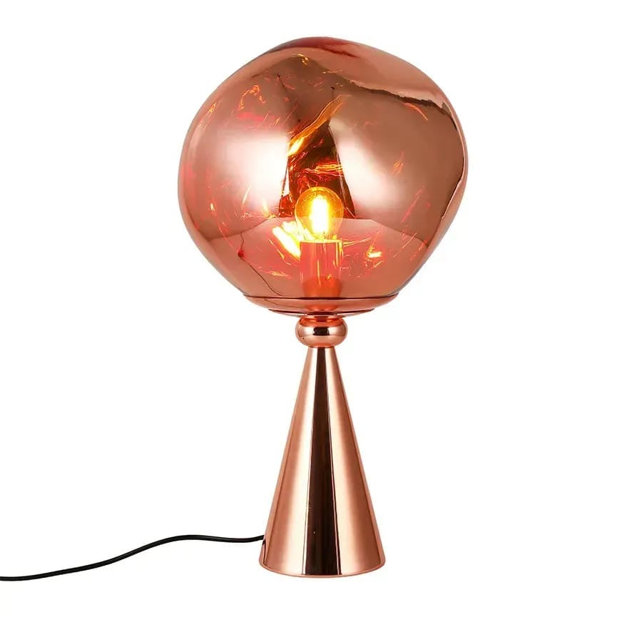 Lava Bakır Renk Yamuk Akrilik Cam Masa Lambası