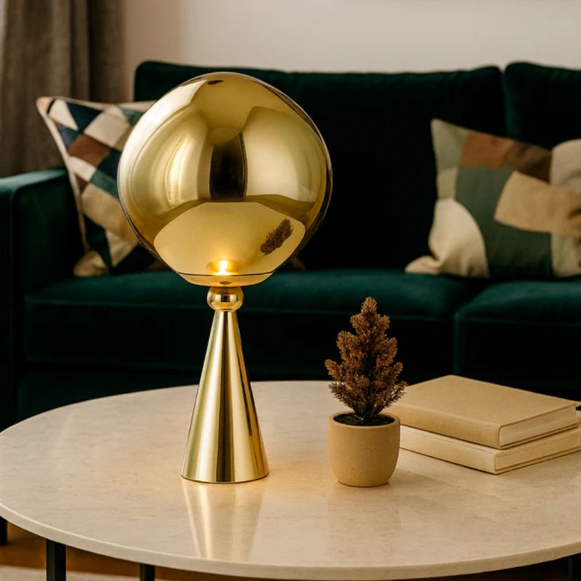 Lava Gold Renk Yamuk Akrilik Cam Masa Lambası