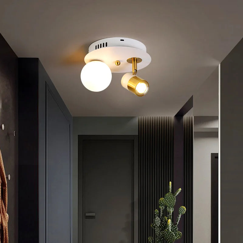 Led Spotlu Camlı Plafonyer Avize