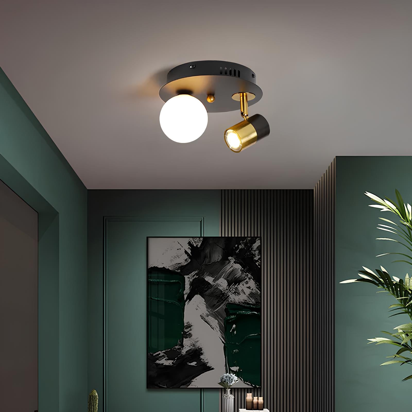 Led Spotlu Camlı Plafonyer Avize