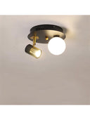 Led Spotlu Camlı Plafonyer Metal Avize