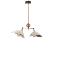 Leo İskandinav Tarzı 2 Kollu Ahşap Detaylı Avize-Avize-Motto Home Design-Bej-NowShopFun