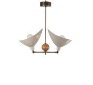 Leo İskandinav Tarzı 2 Kollu Ahşap Detaylı Avize-Avize-Motto Home Design-Bej-NowShopFun