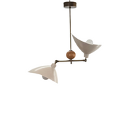 Leo İskandinav Tarzı 2 Kollu Ahşap Detaylı Avize-Avize-Motto Home Design-Bej-NowShopFun