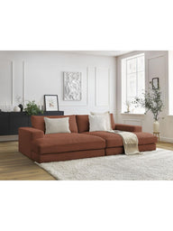 Leo Modüler Kanepe - Kadife Kumaş Döşemeli, 3-4 Kişilik-Koltuk-Innature Home-Açık Bej-NowShopFun
