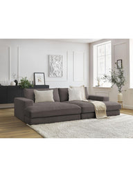 Leo Modüler Kanepe - Kadife Kumaş Döşemeli, 3-4 Kişilik-Koltuk-Innature Home-Açık Bej-NowShopFun