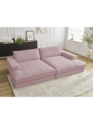 Leo Modüler Kanepe - Kadife Kumaş Döşemeli, 3-4 Kişilik-Koltuk-Innature Home-Açık Bej-NowShopFun