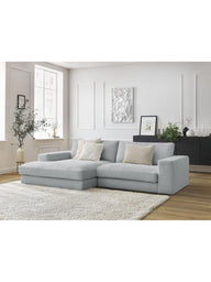 Leo Modüler L Köşe Kanepe - Uzanmalı Köşe - 3-4 Kişilik-Köşe Koltuk-Innature Home-Açık bej-Sağ-NowShopFun