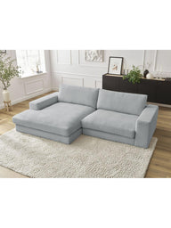 Leo Modüler L Köşe Kanepe - Uzanmalı Köşe - 3-4 Kişilik-Köşe Koltuk-Innature Home-Açık bej-Sağ-NowShopFun