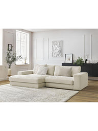 Leo Modüler L Köşe Kanepe - Uzanmalı Köşe - 3-4 Kişilik-Köşe Koltuk-Innature Home-Açık bej-Sağ-NowShopFun