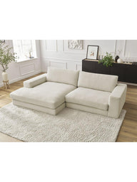 Leo Modüler L Köşe Kanepe - Uzanmalı Köşe - 3-4 Kişilik-Köşe Koltuk-Innature Home-Açık bej-Sağ-NowShopFun
