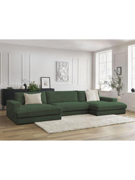 Leo Modüler Uzanmalı Kanepe - Kadife Kumaş Döşemeli, 5-6 Kişilik-Koltuk-Innature Home-Açık Bej-NowShopFun