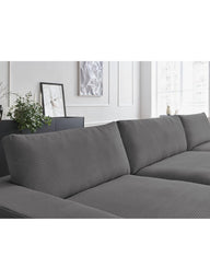 Leo Modüler Uzanmalı Kanepe - Kadife Kumaş Döşemeli, 5-6 Kişilik-Koltuk-Innature Home-Açık Bej-NowShopFun