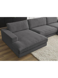 Leo Modüler Uzanmalı Kanepe - Kadife Kumaş Döşemeli, 5-6 Kişilik-Koltuk-Innature Home-Açık Bej-NowShopFun
