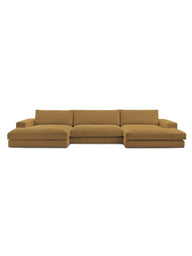 Leo Modüler Uzanmalı Kanepe - Kadife Kumaş Döşemeli, 5-6 Kişilik-Koltuk-Innature Home-Açık Bej-NowShopFun