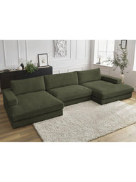 Leo Modüler Uzanmalı Kanepe - Kadife Kumaş Döşemeli, 5-6 Kişilik-Koltuk-Innature Home-Açık Bej-NowShopFun