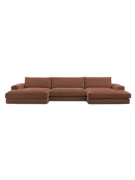 Leo Modüler Uzanmalı Kanepe - Kadife Kumaş Döşemeli, 5-6 Kişilik-Koltuk-Innature Home-Açık Bej-NowShopFun