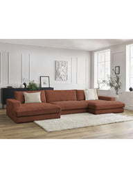 Leo Modüler Uzanmalı Kanepe - Kadife Kumaş Döşemeli, 5-6 Kişilik-Koltuk-Innature Home-Açık Bej-NowShopFun