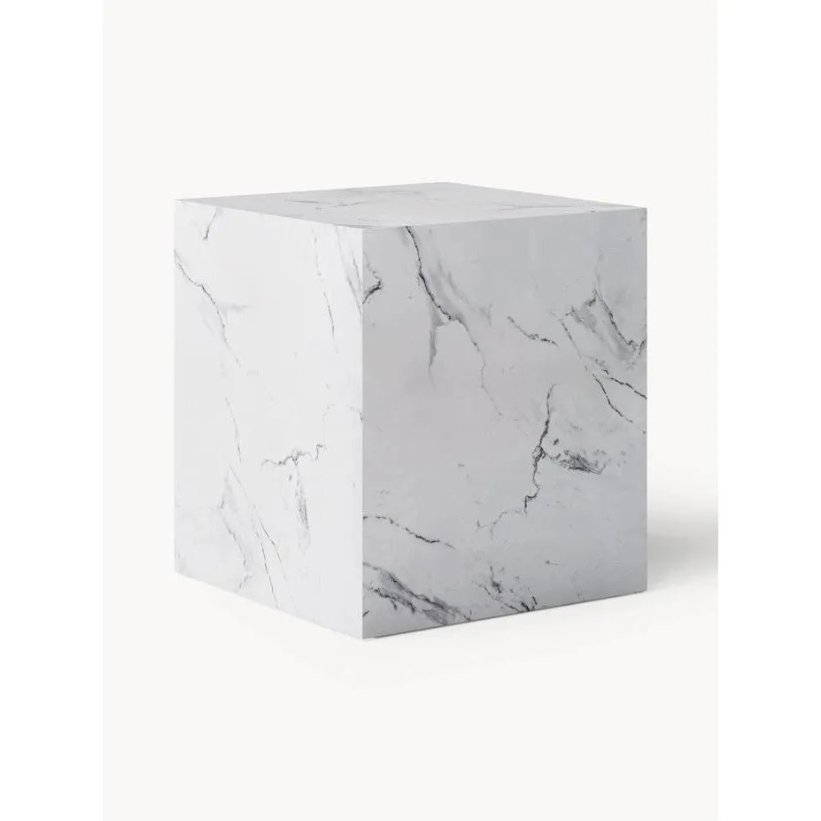 Lesley Mermer Görünümlü Yan Sehpa, Çok Amaçlı - Açık Gri