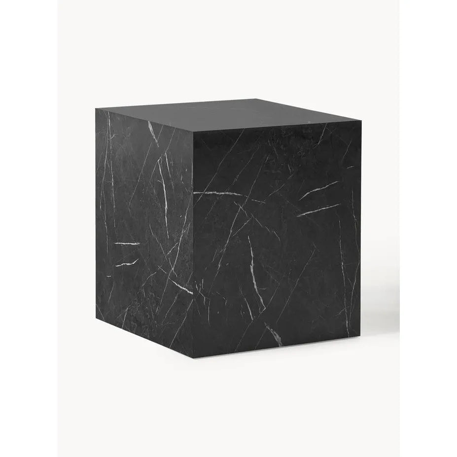 Lesley Mermer Görünümlü Yan Sehpa, Çok Amaçlı - Siyah