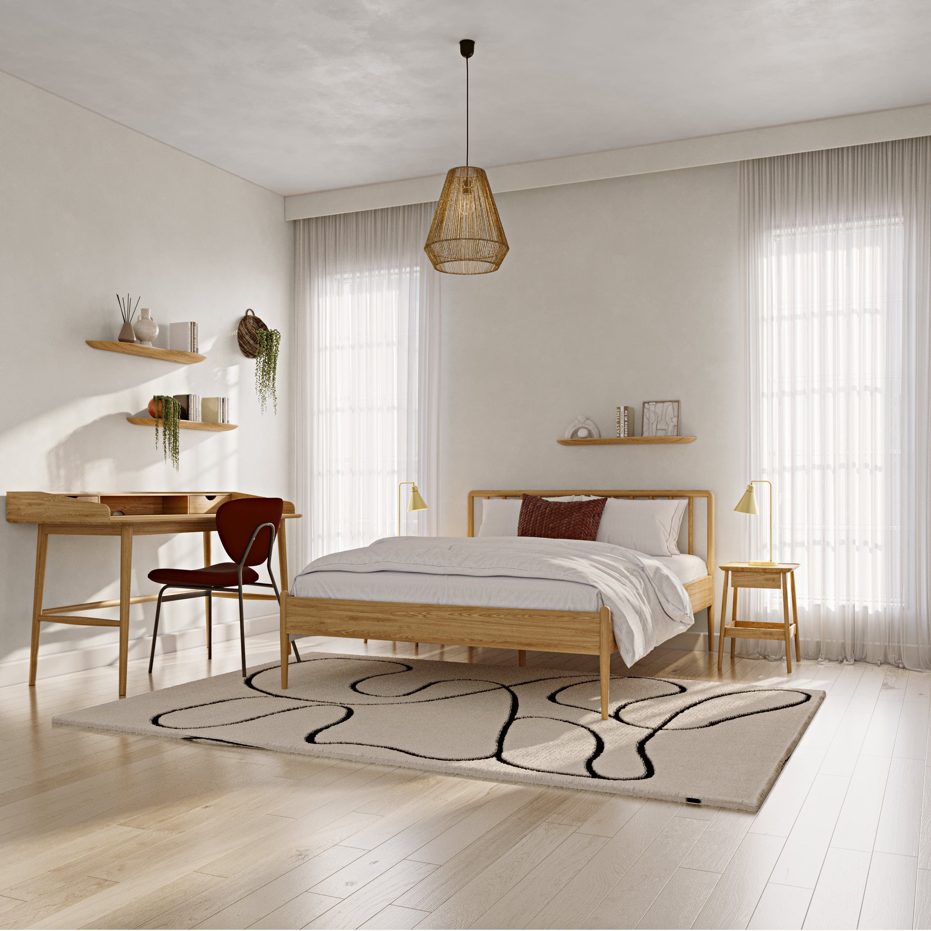 Lilium Meşe Karyola 140X190