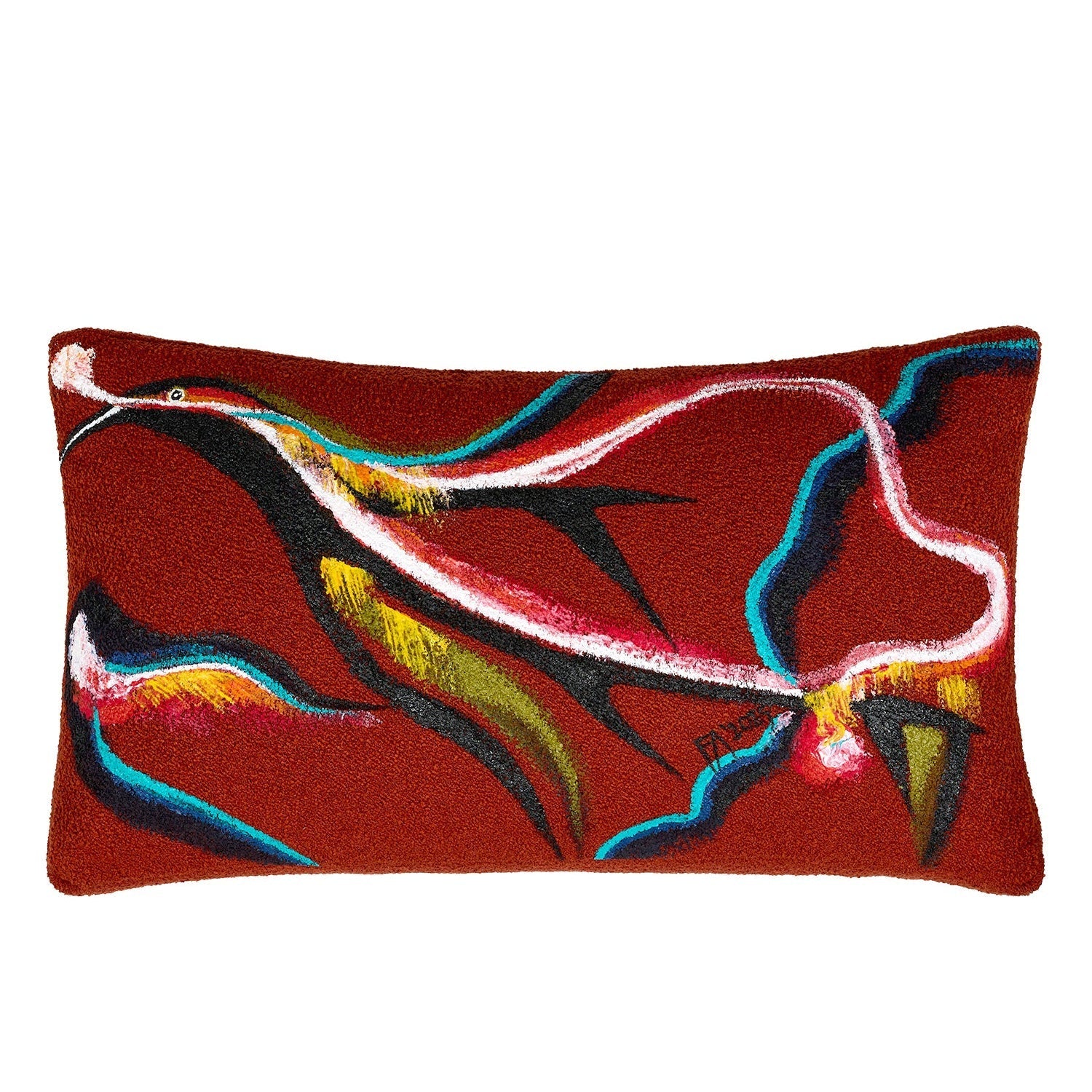 Limited Edition Göç Özel Tasarım Bukle Kumaş Üzerine El Boyaması Kırlent