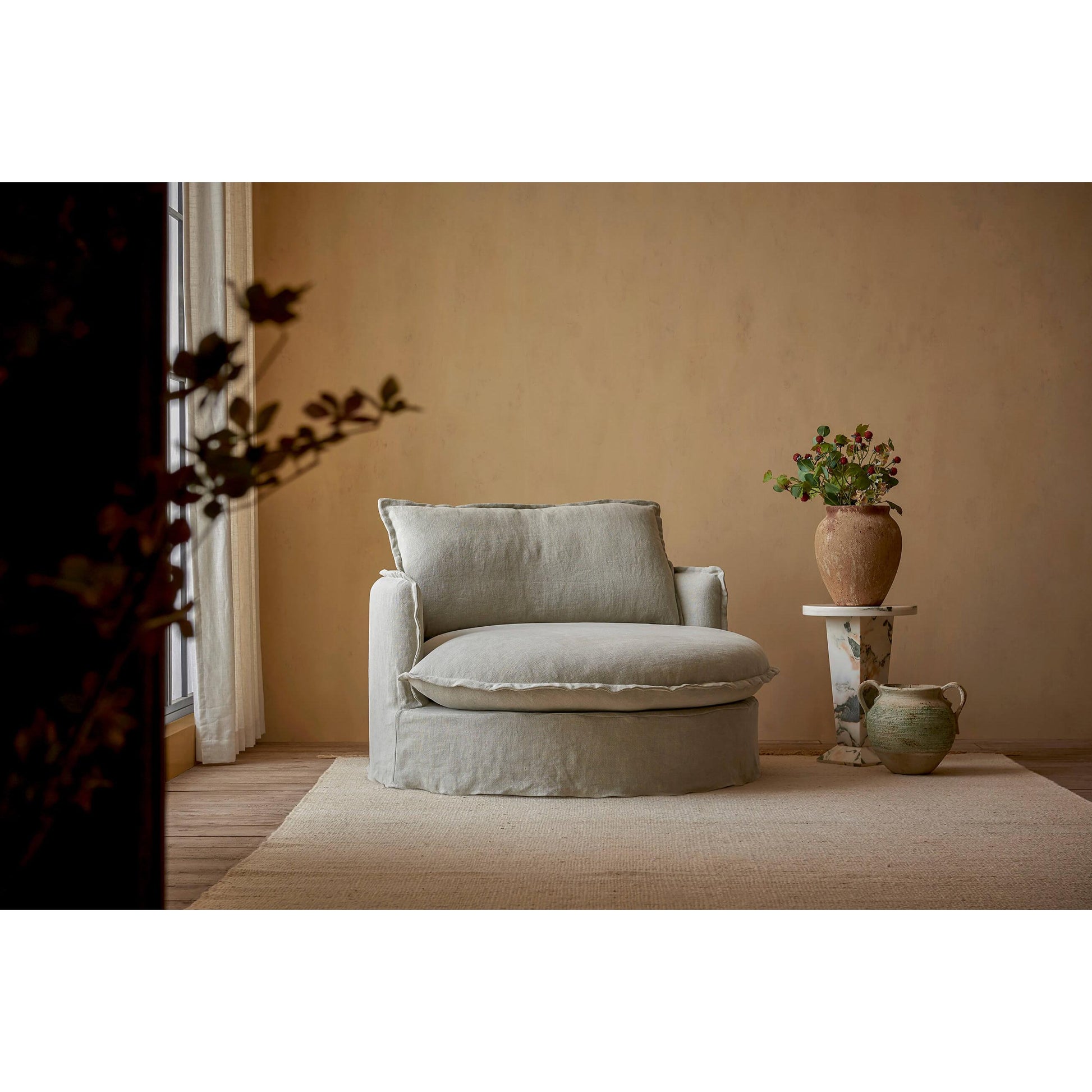 Loft Yuvarlak Keten Berjer