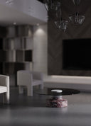 Lope Vişne Leylak Mermer Ayaklı Cam Tablalı Orta Sehpa