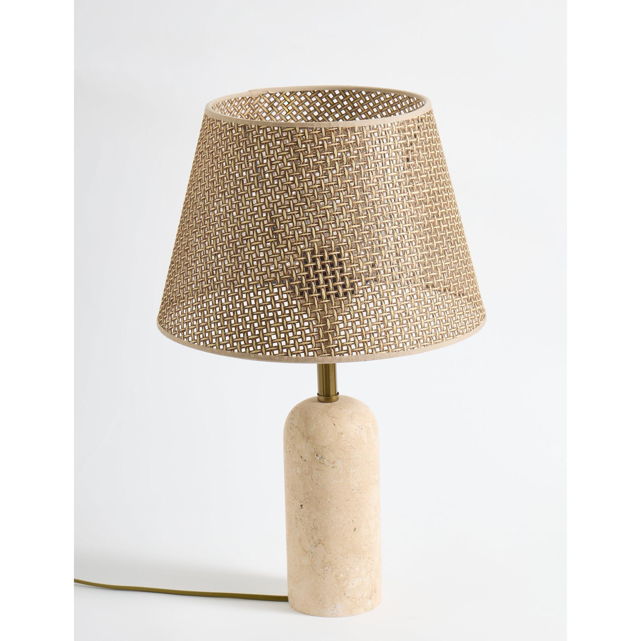 Luum Hasır Şapkalı Traverten Abajur