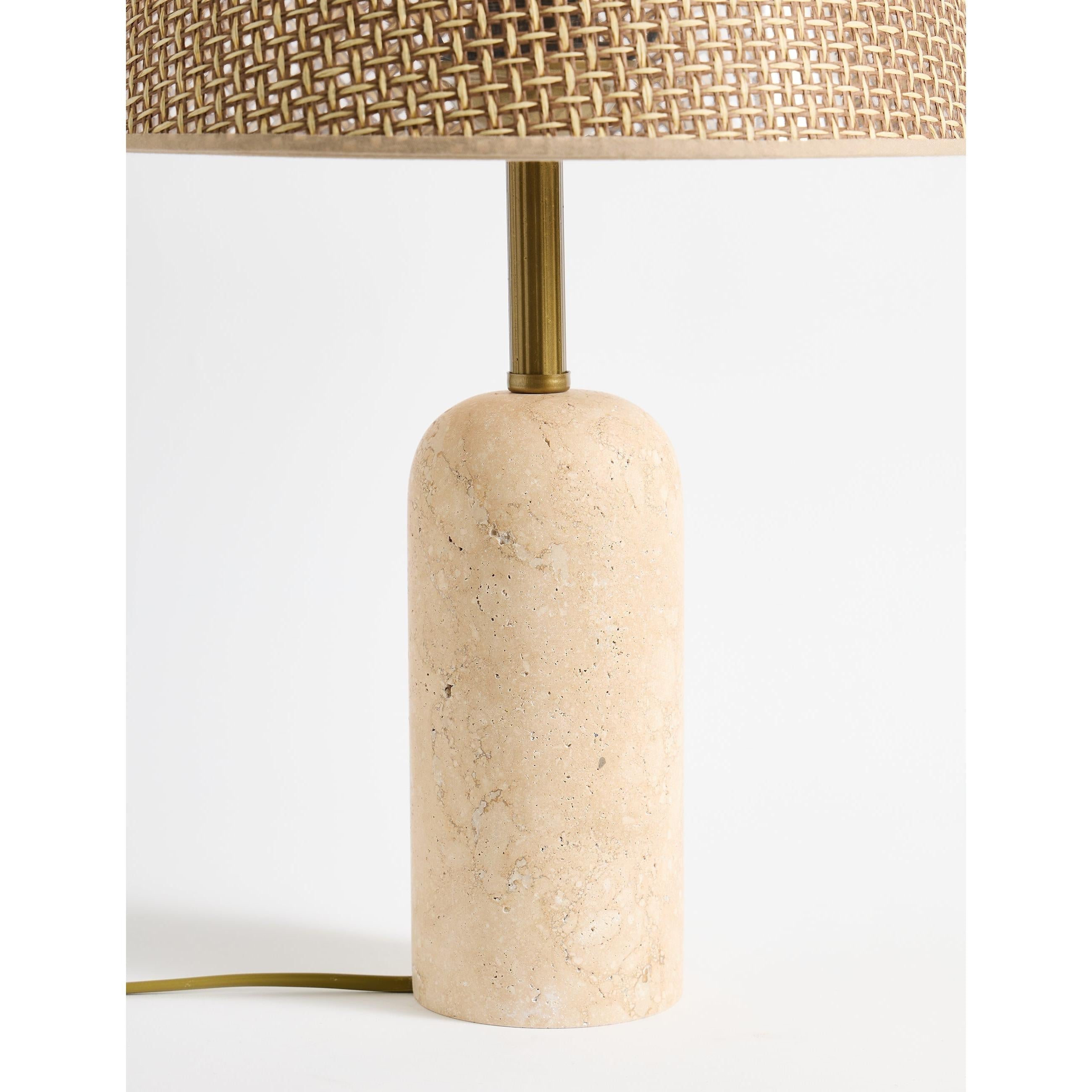 Luum Hasır Şapkalı Traverten Abajur