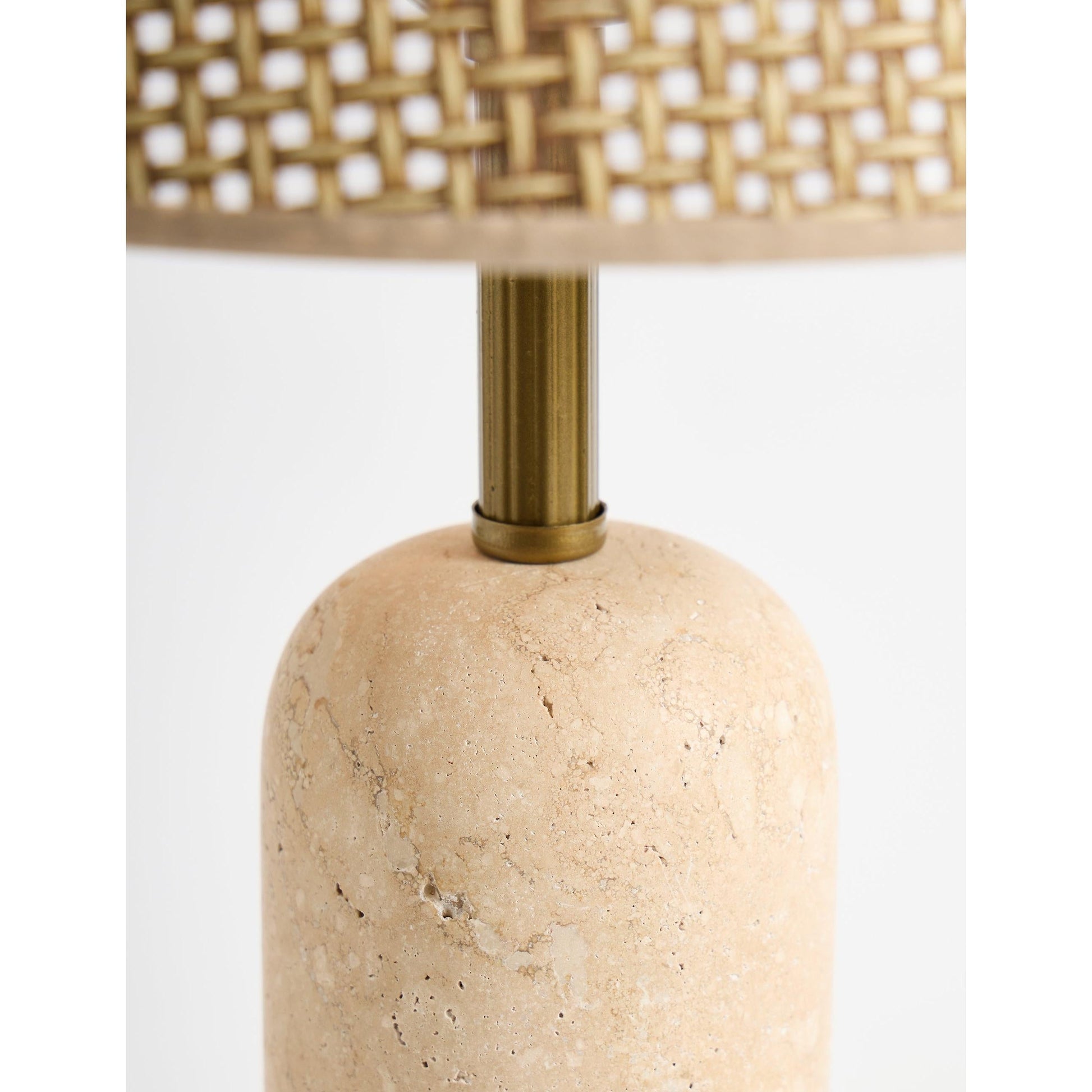 Luum Hasır Şapkalı Traverten Abajur