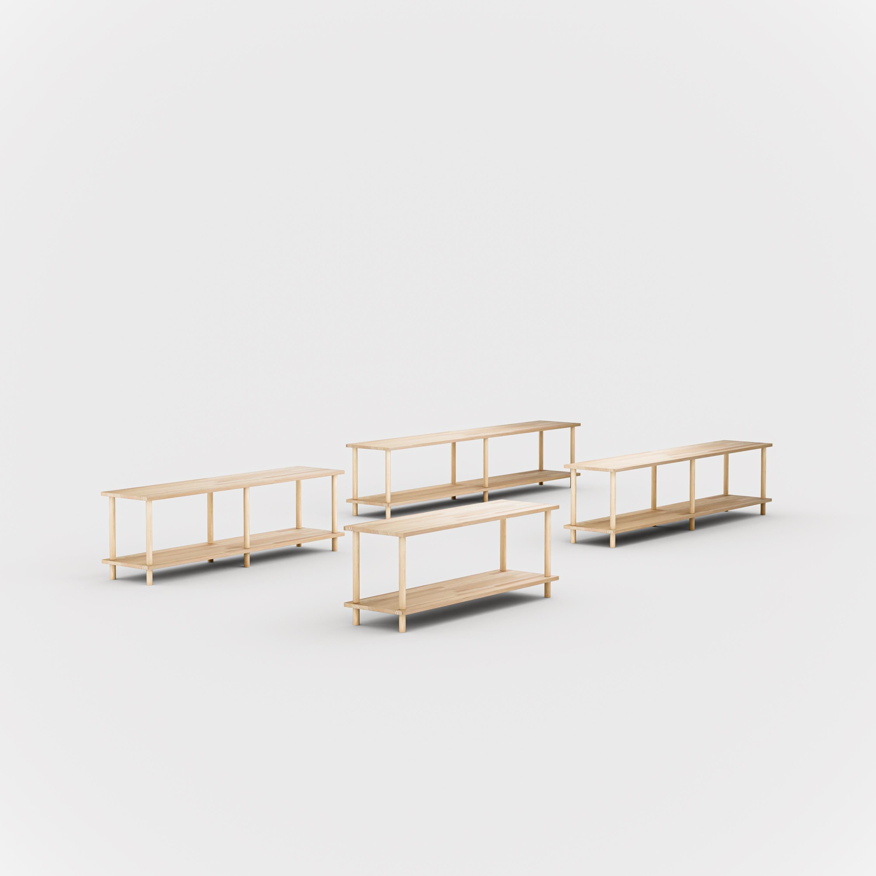 Masif Ahşap 2 Raflı Kitaplık & Açık Tv Ünitesi