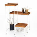 Masif Ahşap Yan Sehpa / Saksılık Set– EDGE Serisi, Metal Ayaklı
